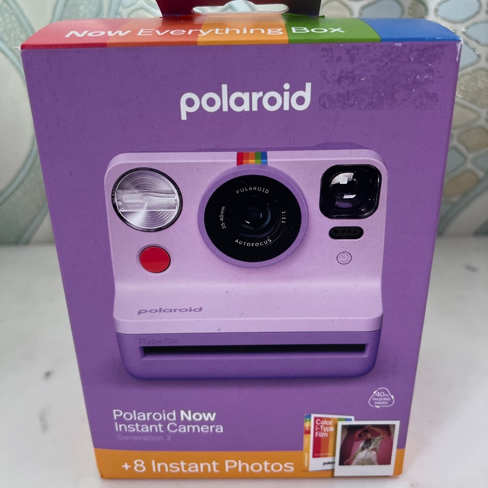 Polaroid Now Instant Camera Gen2 with 8  instant photos bundle purple color